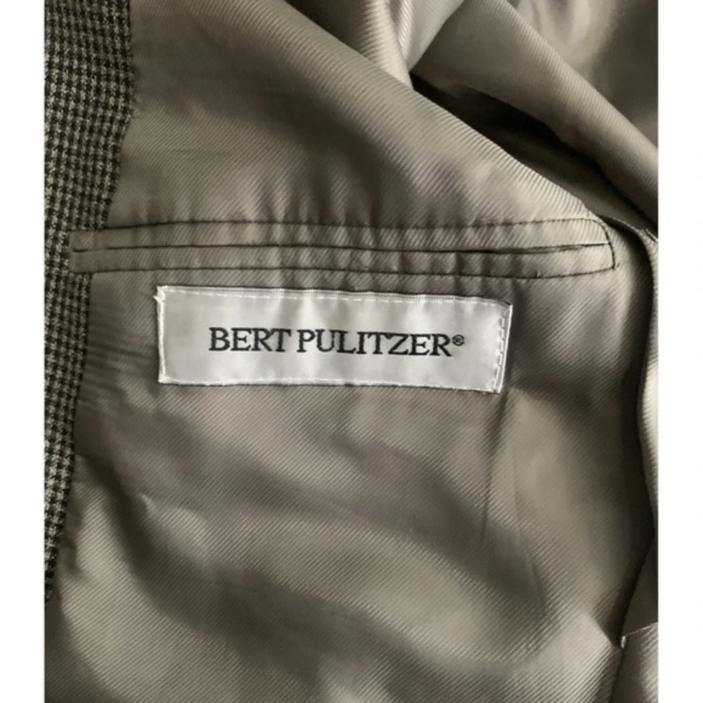 Mens L 42 Bert‎ Pulitzer Wool Polyester Blend Sports Coat Blazer Houndstooth
